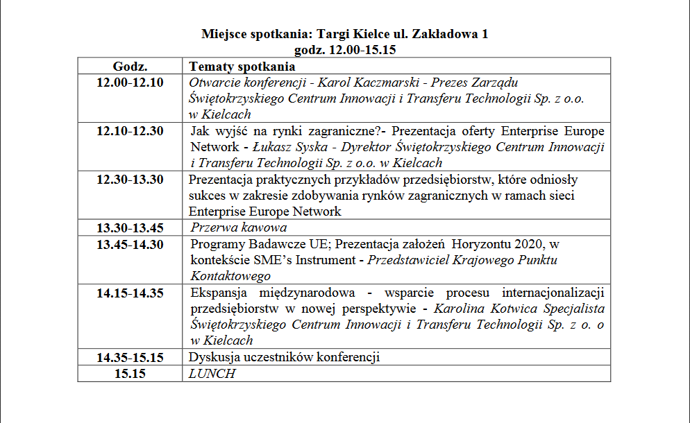 innotech 2016 - konferencja eksportowa program