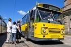 Vintage busses on display