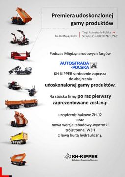 Wszystkie produkty KH-KIPPER będą prezentowane na stoisku ZF-1 oraz ZF-2