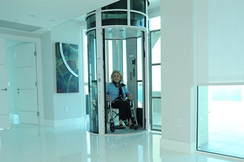 The largest model for three passengers or a wheel-chair   has the diameter of 1.34 m 