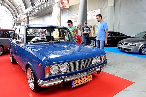 Fiat 125 and other pimp-up, shiny and glossy cars which date back to the Peoples Republic of Poland's times are put on display at Targi Kielce's DUB IT Festival