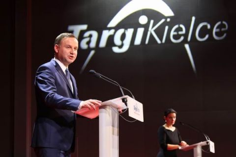 Prezydent RP Andrzej Duda podczas MSPO 2015