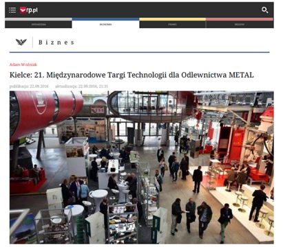 Targi METAL 2016 w Kielcach na łamach i w obiektywie „Rzeczpospolitej”