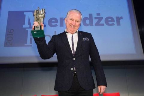  Ryszard Grzyb - laureat nagrody Menadżer Roku 2016 odebrał statuetkę w Centrum Kongresowym Targów Kielce