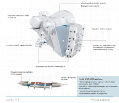 owa seria kruszarek MAKRUM HJ narodziła się z innowacyjnego podejścia do konstruowania maszyn popartego wieloletnim doświadczeniem