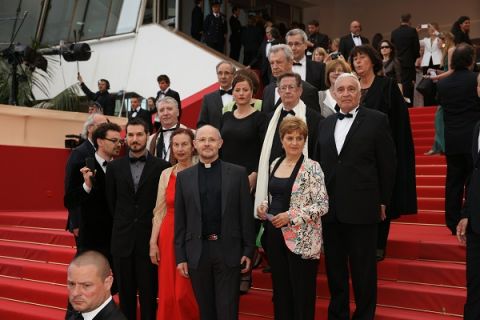 Ks.Marek Lis w towarzystwie członków jury ekumenicznego podczas Festiwalu Filmowego w Cannes  w 2013 roku. (arch.prywatne, zdj. Daniel Béguin)