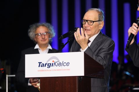 Ennio Morricone podczas wizyty w Targach Kielce w 2012 roku