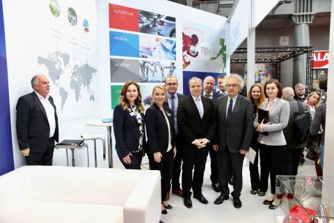 Doctor Michael Groß and Doctor Andrzej Mochoń make a tour over the XXIII International Fair of Plastics and Rubber Processing PLASTPOL