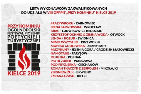 Źródło: Przy Kominku Ogólnopolski Festiwal Piosenki Poetyckiej i Turystycznej Kielce 2019