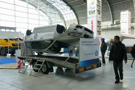 A safe car roll-over at the Moto Hobby trade fair; the experience you can gain